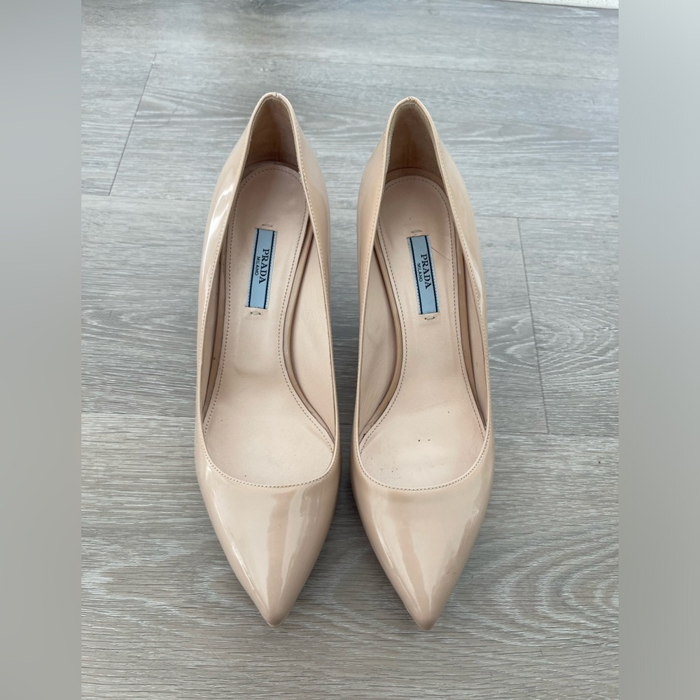 Prada Nude Pointed Toe Heels Size 38.5